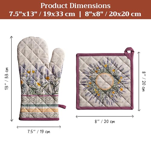 100% Cotton Oven Mitt & Pot Holder Set