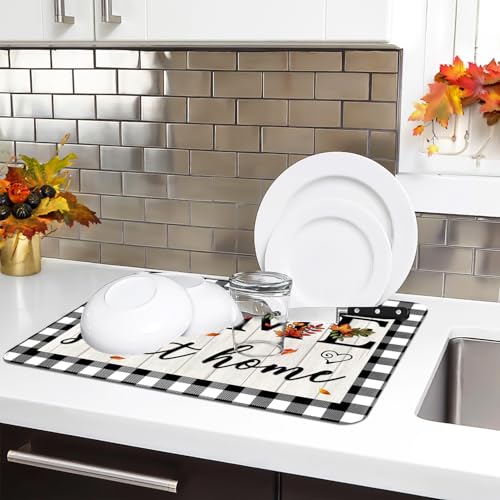 Pumpkin Sweet Home Dish Drying Mat for Kitchen Counter