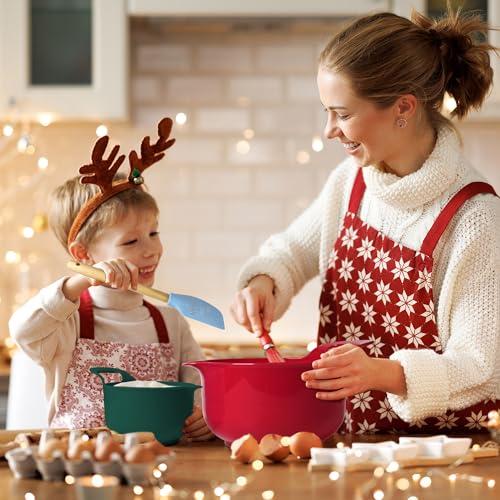 4 Pack Nesting Mixing Bowl Christmas Set with Pour Spout and Handle (4 Count)