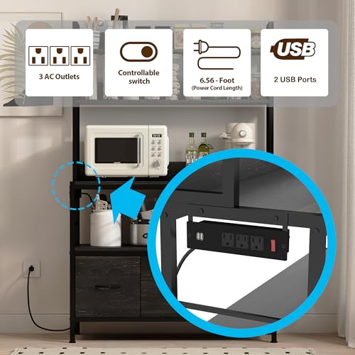 Bakers Rack with Power Outlet (5 Count)