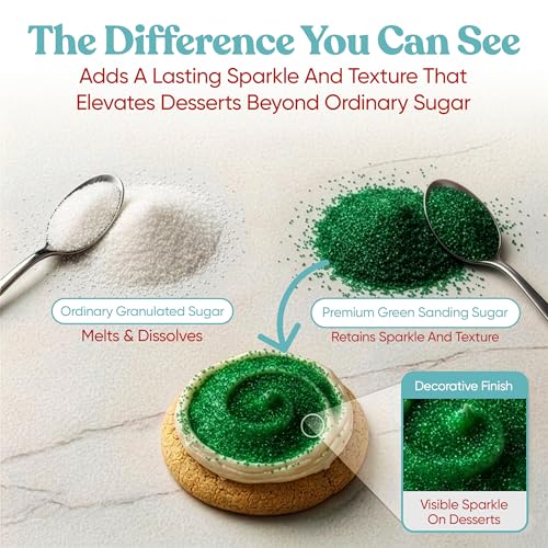 Green Sanding Sugar for Baking & Cookie Decorating (5 Ounce)