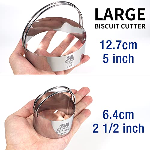 Biscuit Cutter Set for baking 2inch 2.5inch 3inch 3.5inch 4inch 5inch large size Round Metal Baking Rings with handle for Pastry