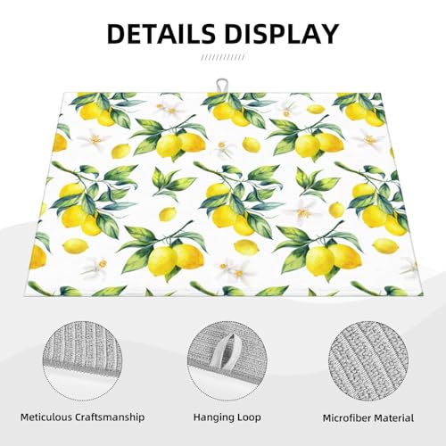 Tropical Lemon Leaves Dish Drying Mat