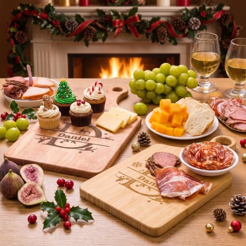 Personalized Christmas Cutting Board with Initial Name