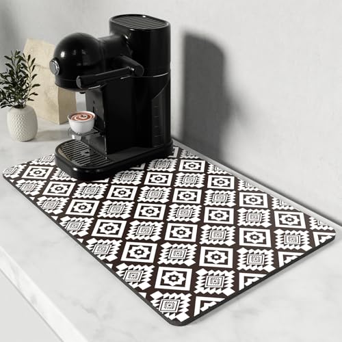 Coffee Mat 12" x 19" Cute Coffee Bar Mats for Espresso Machine Station Accessories and Organizer