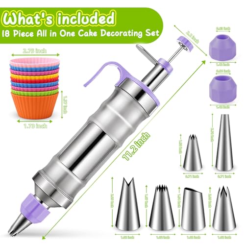 Stainless Steel Dessert Decorating Syringe Set (18 Count)