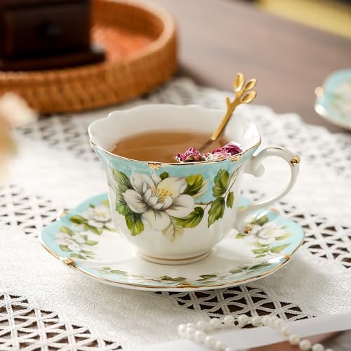 Country Roses Bone China Tea Cup and Saucer Set (3 Count)