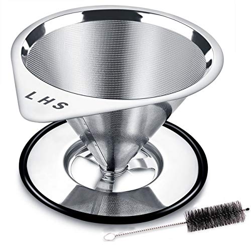 Pour Over Coffee Dripper Stainless Steel Coffee Filter Metal Cone Filter Paperless Reusable Coffee Filter Single Cup Coffee Maker 1