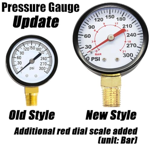 1 4" NPT 300Psi Steel Economical All Purpose Pressure Gauge with Brass Internals 2" Dial Display Bottom Mount