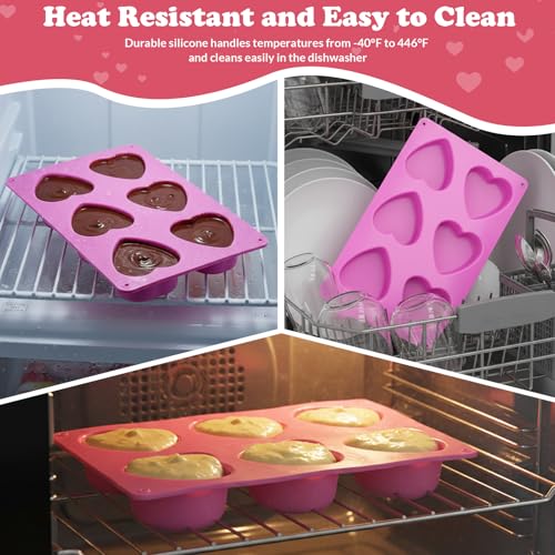 Heart Silicone Molds Valentine's Day for Baking Cake Chocolate Cocoa Bomb (12 Cavities)