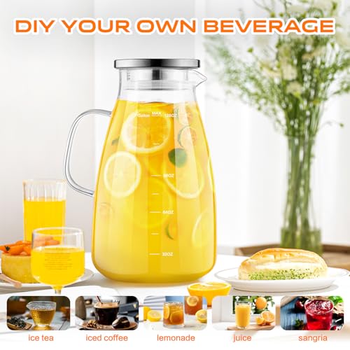 Glass Pitcher with Lid and Handle
