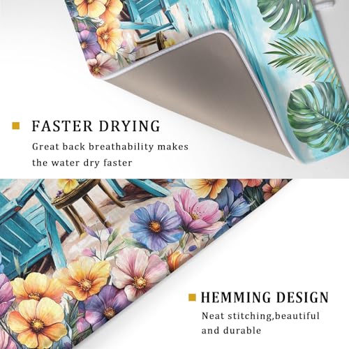 Spring Summer Sea Chair Dish Drying Mat for Kitchen Counter