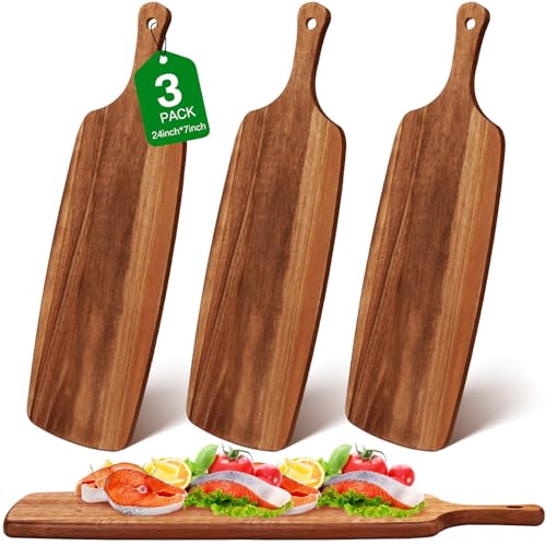 3 Pcs Acacia Wood Cutting Board with Handle