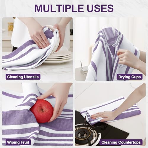 Premium Cotton Stripe Kitchen Towels 8 Pack (8 Count)