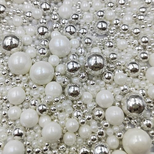 Edible White Silver Sugar Pearls Candy Sprinkles 120G (4.23 Ounce)