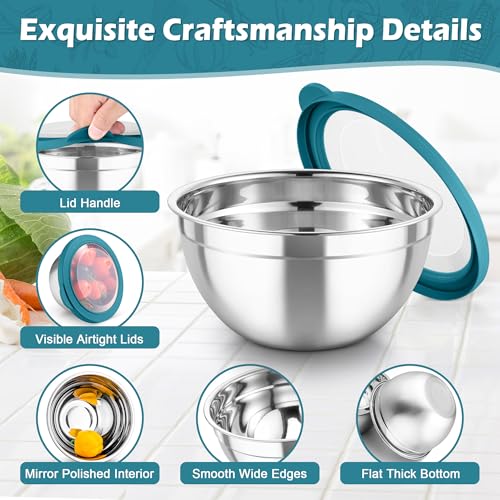 Mixing Bowls 3PCS Stainless Steel Serving Salad Bowls (3 Count)