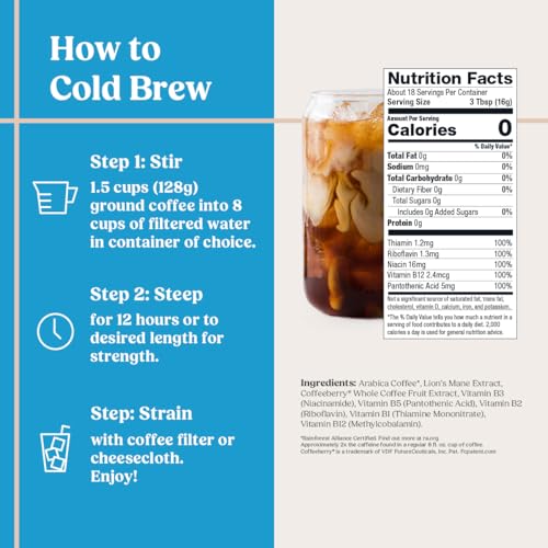 High Achiever Mushroom Cold Brew Coarse Ground Coffee (10 Ounce)