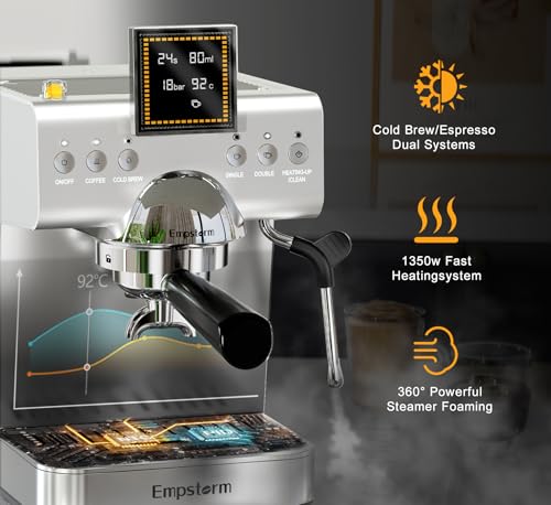 CB2 20 Bar Espresso Machine with Milk Frother Steam 1350W Silver