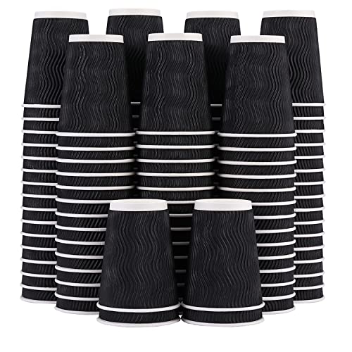 12 oz Disposable Coffee Cups 120 Pack Insulated Corrugated Paper Cup (120 Count)