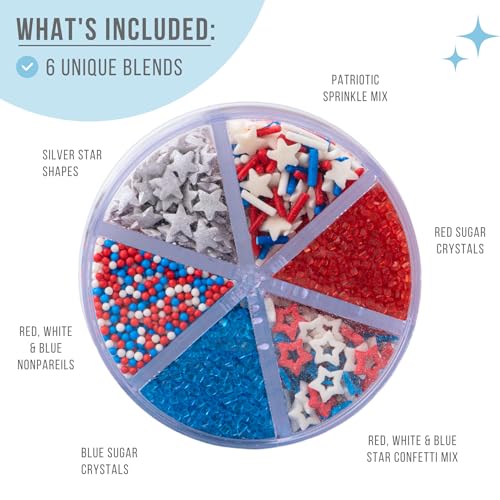 4th of July Sprinkles 6 Cell Jar (6.07 Ounce)