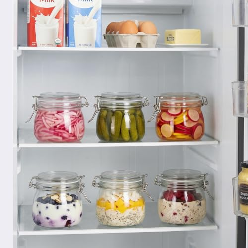 16oz Glass Food Storage Jars with Airtight Clamp Lids (3 Count)