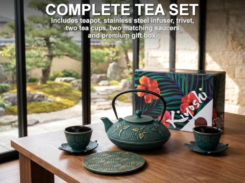 Green Butterfly Cast Iron Tea Set