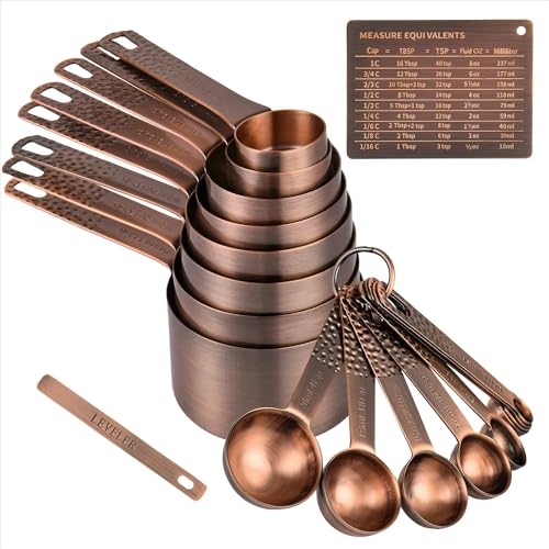 Copper Measuring Cups and Spoons Set