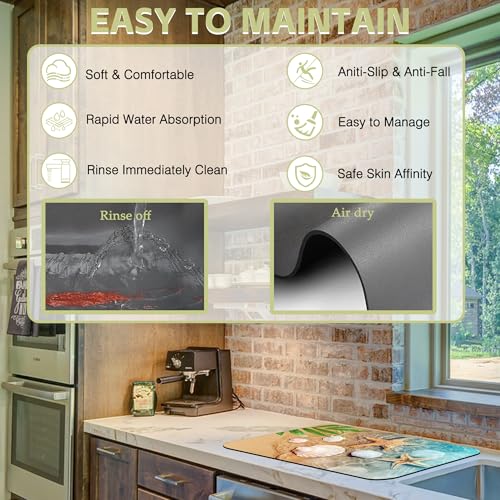 Dish Drying Mat for Kitchen Counter Absorbent Dish Coffee Mat 16"X24"