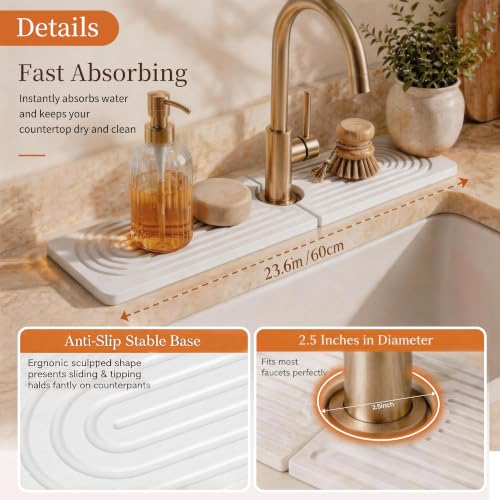 6 Pack Large Stone Dish Drying Mat for Kitchen Counter 23”x15” (6 Count)