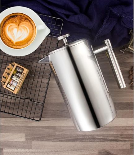 21 oz Stainless Steel French Press 600ML Coffee Press with 3 Level Filtration System