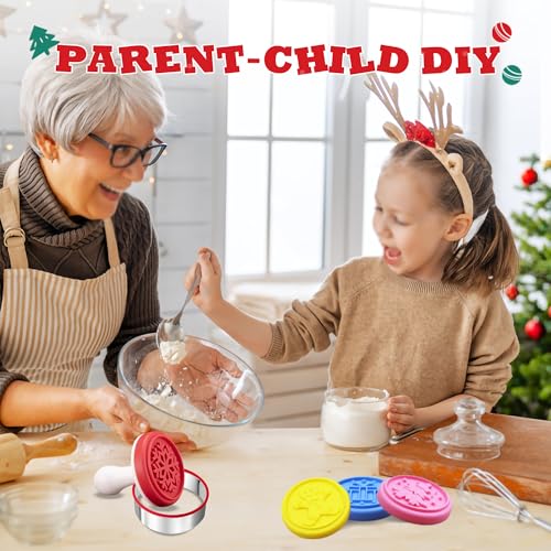 6PCS Silicone Cookie Stamp Press Christma Cookie Set Cookie Cutter Biscuit for DIY Christmas and Daily Baking