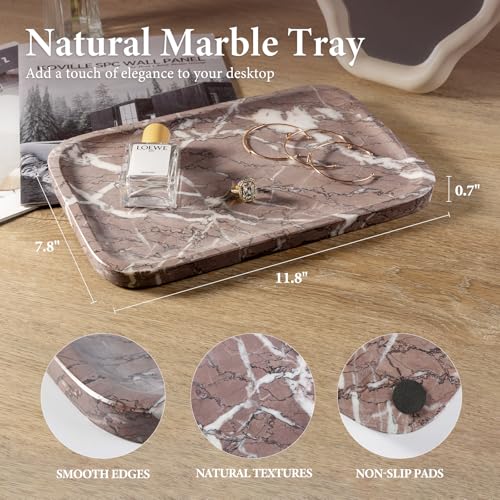 Marble Tray 12"x8" Marble Vanity Tray for Countertop Bathroom Kitchen Dresser