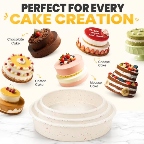 6/8/10 Inch Cake Pan Set, 3 Pack Silicone Mold with Steel Frame (3 Count)