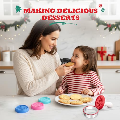 6PCS Silicone Cookie Stamp Press Christma Cookie Set Cookie Cutter Biscuit for DIY Christmas and Daily Baking
