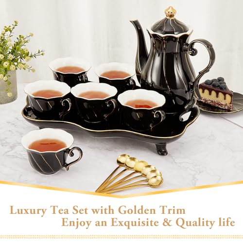 14 pcs Tea Set of 6 with Tea Tray & Spoons