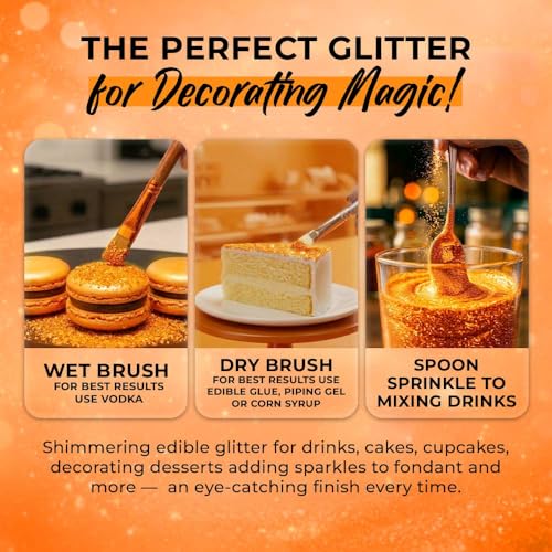 Bulk 20g Orange Edible Glitter for Drinks