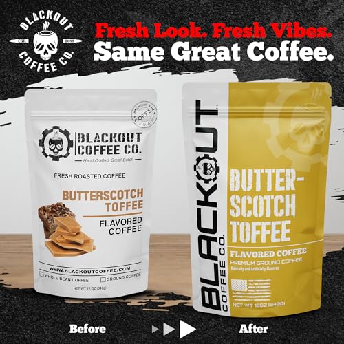 Blackout Coffee Butterscotch Toffee Flavored Ground Coffee (12 Ounce)