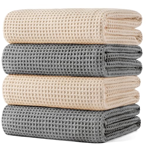 430 GSM Poly Blend Microfiber Quick Dry Waffle Bath Towel (4 Count)