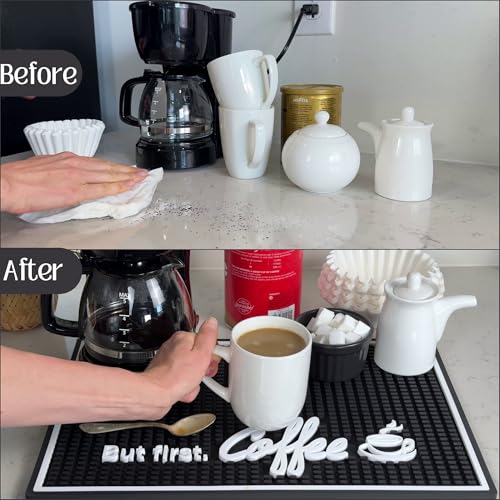 But First Coffee Silicone Bar Mat for Countertop 18x12 in
