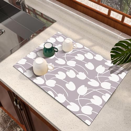 Dish Drying Mat Absorbent Diatomite Tulip Coffee Mat