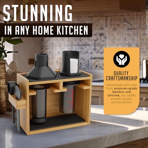 Organizer Stand for AeroPress Bamboo Coffee Caddy Original Black