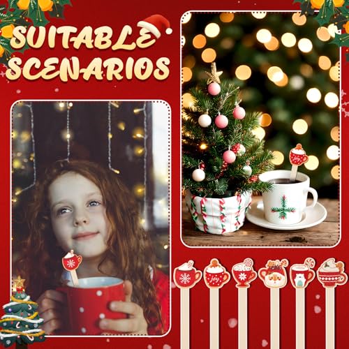 120 Pcs Christmas Hot Chocolate Cup Coffee Stir Sticks Wooden (120 Count)