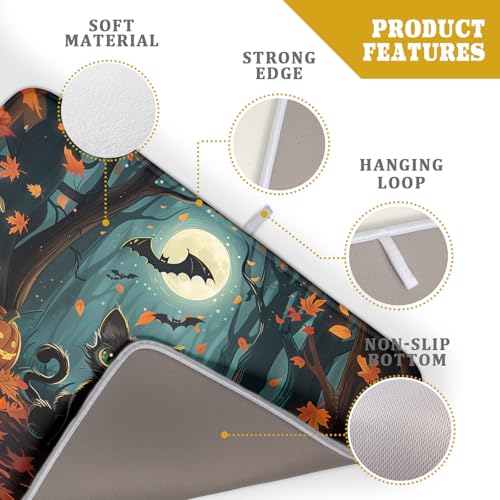 Halloween Black Cat Dish Drying Mat for Kitchen Counter