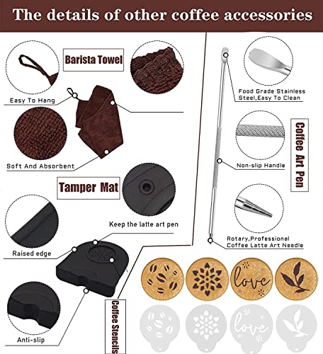 51 mm Coffee Tamper Set Coffee Press for Portafilter Machine Espresso Tamper with Tamper Mat