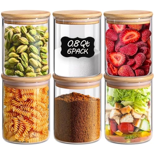 Glass Storage Containers with Lids 0.8 Qt (6 Count)