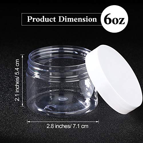 4 Pcs Plastic Jars Wide Mouth with Lids (6 Ounce)