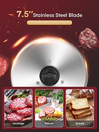 200W Meat Slicer 7.5" Serrated+Smooth Blades & Adjustable Thickness