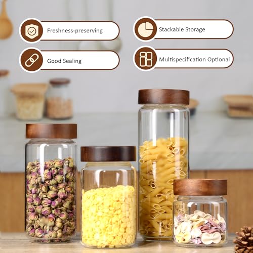 24 fl oz 710 ml Glass Jar with Airtight Wooden Screw Top Lid