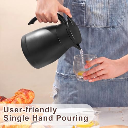 2 Pcs Thermal Coffee Carafe Insulated Stainless Steel Coffee Carafe for Hot Liquid Vacuum Thermal Pot Creamer Pitcher Dispenser with Brushes Keeping Hot Water Milk (2 Count)