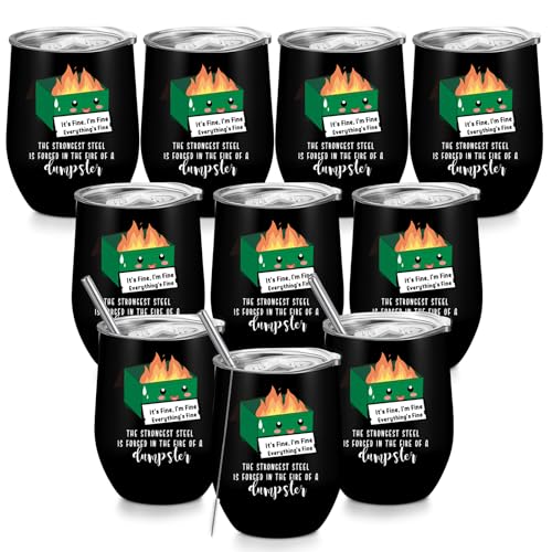10 Pcs Coworker Gift Dumpster Fire Tumbler with Straw Lid (10 Count)